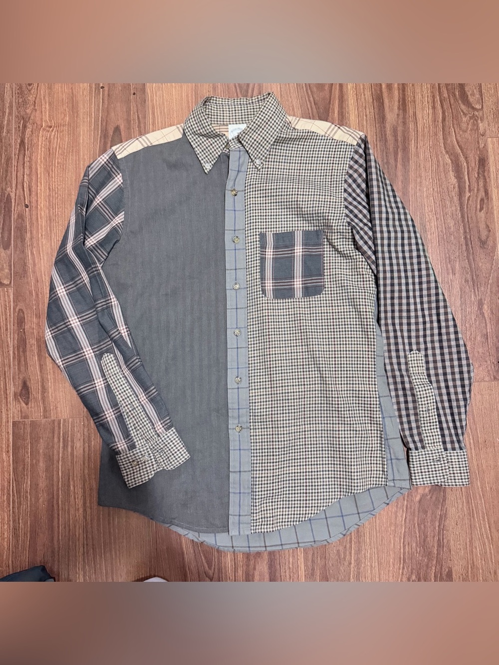 Brooks Brothers Patchwork Button-Down Shirt in Blue and Gray